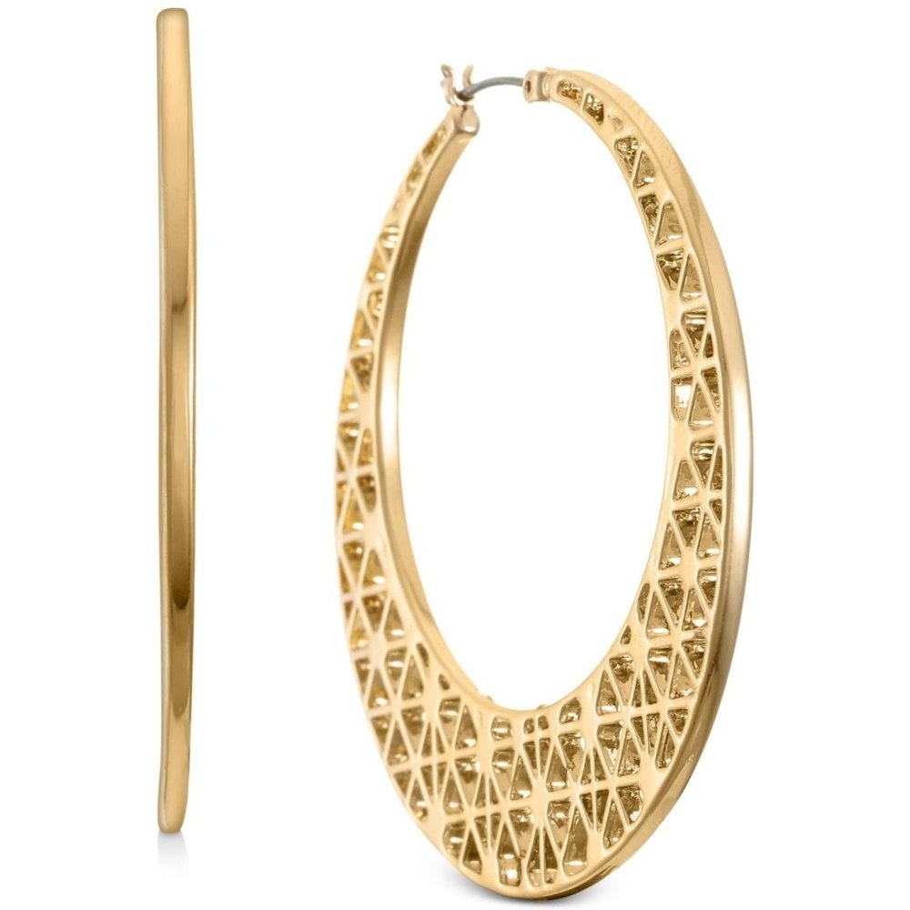 Style & Co Large Filigree Hoop Earrings In Gold-Tone Msrp $25 Nwt